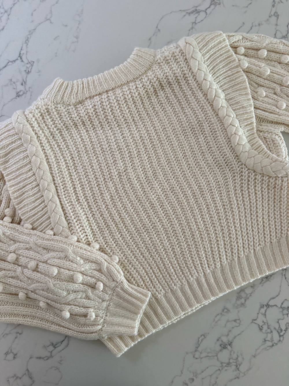 FARM Rio Braided Chunky Knit Sweater - Off-White - Size XL - Picture 3 of 6